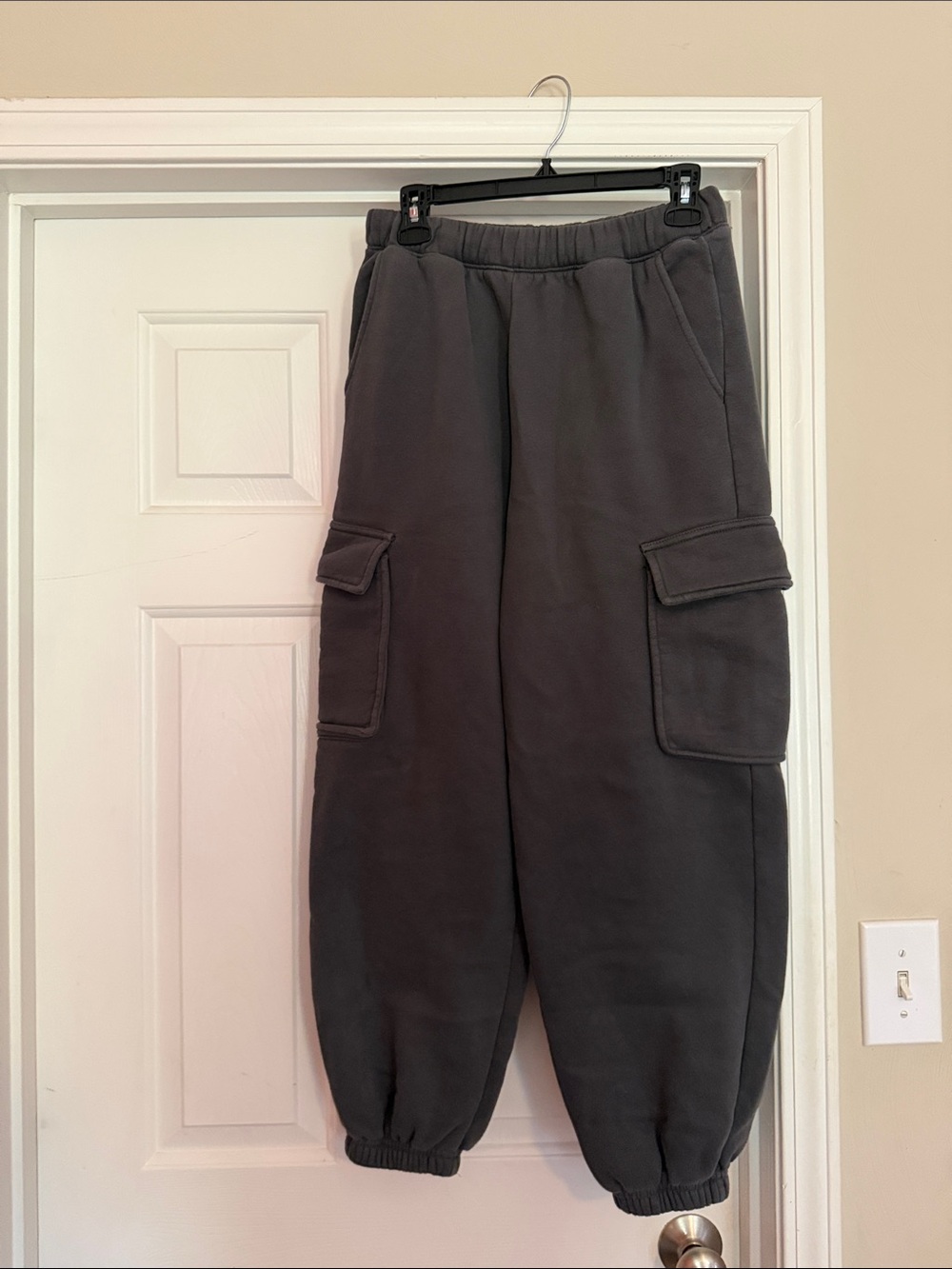 Women’s Cargo Sweatpants in Charcoal Gray - Elastic Waist & Ankles